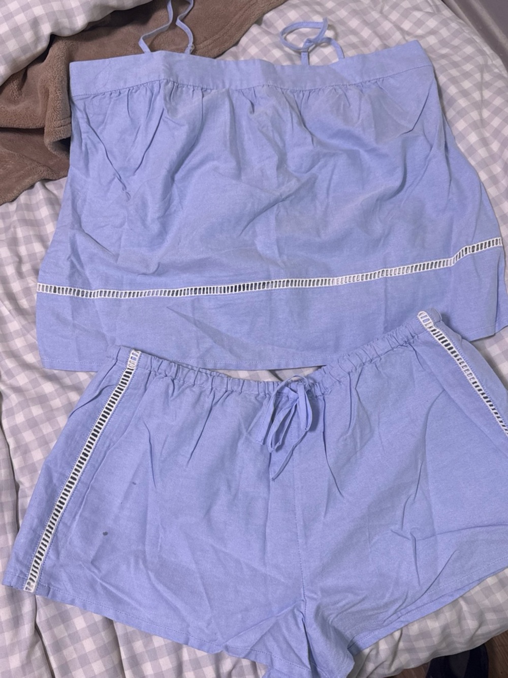 J. Crew Light Periwinkle Smocked Waist Cami Set